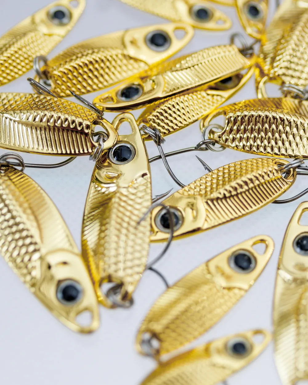 Bullet Gold metalne kašičice izbliza — zlatni premaz i reljef ljuspi